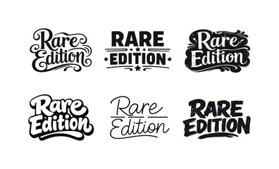 Fototapeta premium rare edition typography. Set lettering. harmonious lettering variations of the same emblematic concept, each with different