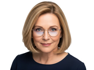 Obraz premium Professional woman with glasses isolated on transparent background