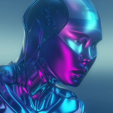 abstract futuristic ai cyborg technology background, future ai design digital visualization, futuristic artificial intelligence tech concept