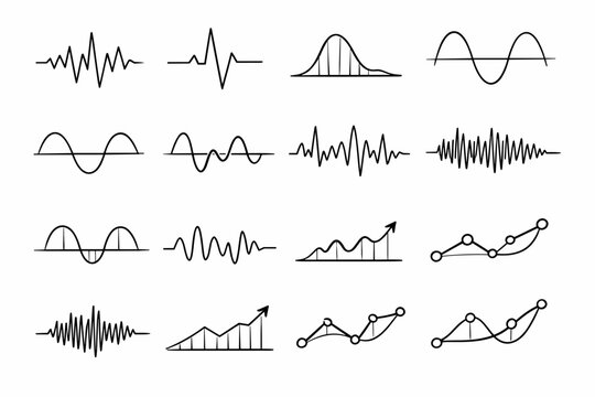 Signal icon generation data vector oscillation simple image vibration line audio sine