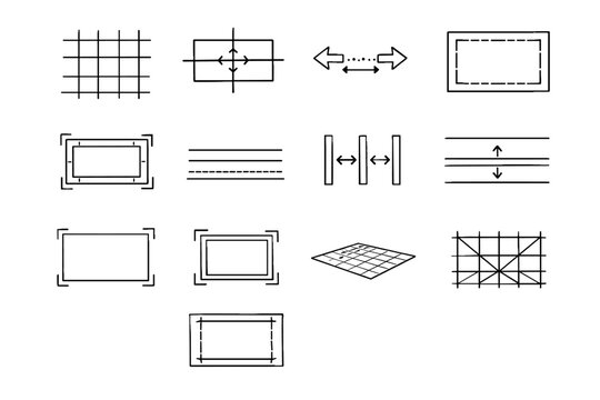 Geometric zone border composition grid vector marker artboard frame icon baseline