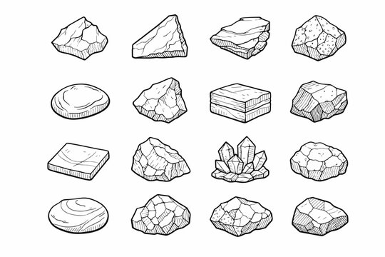 Raw sandstone simple polished slate marble icon fragment crystal image chip vector