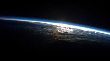 Fototapeta premium Earth atmosphere light curve sunrise from space