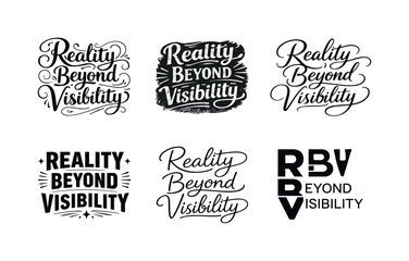 Reality beyond visibility lettering. Set lettering. harmonious lettering variations of the same emblematic concept, each with different