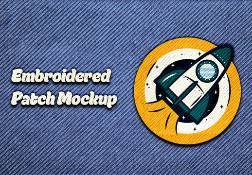 Fabric Embroidery Patch Mockup