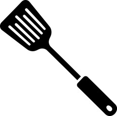 Kitchen Spatula Icon Vector, Black Kitchen Spatula Cooking Tool Vector Icon Isolated on White Background, Black spatula illustration against a white background silhouette