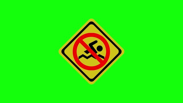 No Swimming Sign: A bright, eye-catching sign warns of a no-swimming zone.  It features a graphic of a swimmer crossed out inside a red circle, set against a yellow diamond.