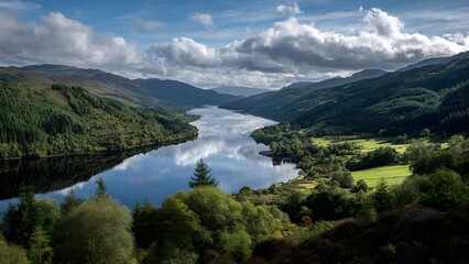 Obraz premium Beautiful, serene, unpopulated landscape showcasing scottish Loch Ness & Glen Moriston 