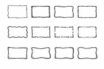 Obraz premium Simple vector ragged perimeter distorted border frame edge enclosure icon form image