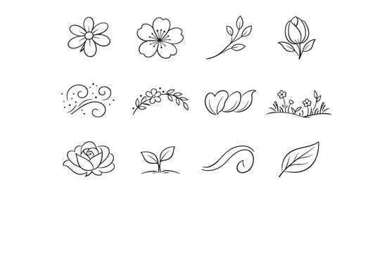 Flower icon generation bloom vector vein nectar leaf simple image calm airy