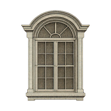 PNG Vintage arched window illustration