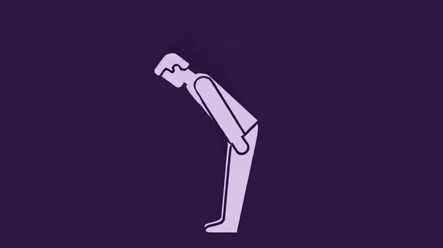 Minimalist Animation of a Man Performing Ruku in Islamic Prayer.