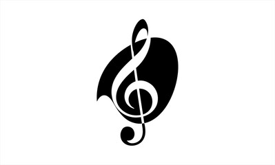 Elegant Black Treble Clef Symbol on White Background. © Gustavo