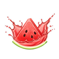 Watermelon Slice Splashing into Refreshing Juice
