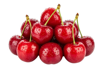 Pile of Fresh Red Cherries with Water Droplets