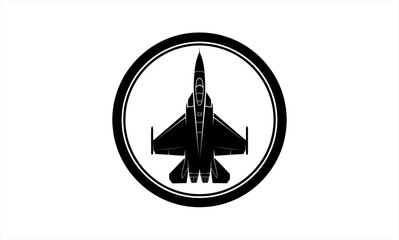 Fototapeta premium Fighter Jet Silhouette in Circular Emblem.