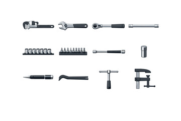 Fototapeta premium Straight rail clamp bit rod guiding generation bar holder icon simple vector