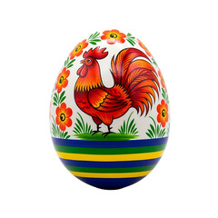 Hand-Painted Easter Egg with Rooster Design