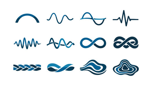 Curve image braided looped wave topographic generation frequency cosine icon simple vector
