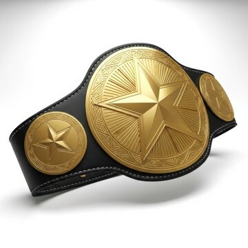 Golden Championship Belt with Star Design