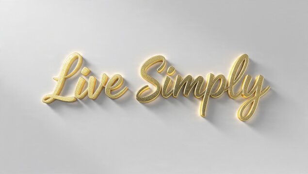 Live Simply gold script on white