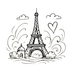 Fototapeta premium PNG Whimsical Eiffel Tower sketch illustration.