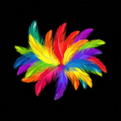 Naklejka premium Colorful Carnival Feathers Isolated on Black Background