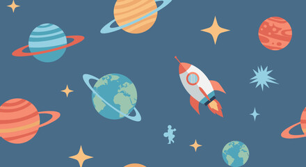 A vibrant, modern illustration of Saturn evokes curiosity and wonder, perfect for educational content or space-themed designs. © Gilang