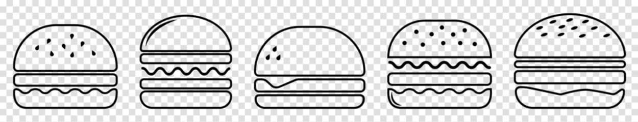 Set of line burger icons