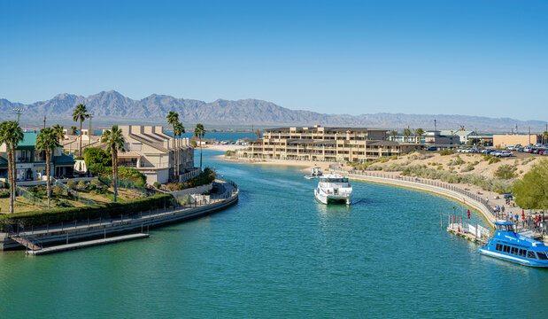 Lake Havasu city Arizona waterfront and landscape of the city.