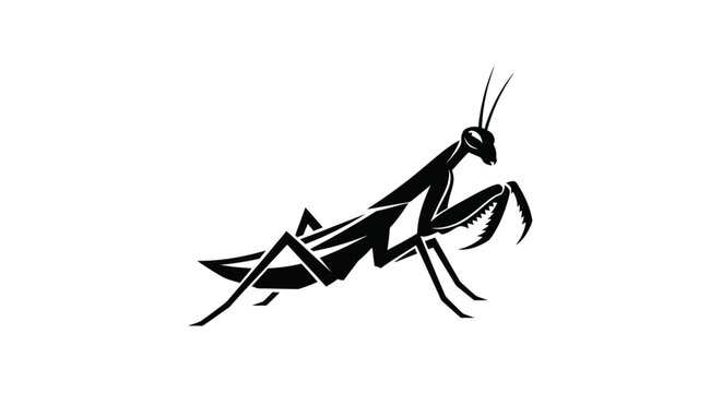 Black praying mantis silhouette illustration