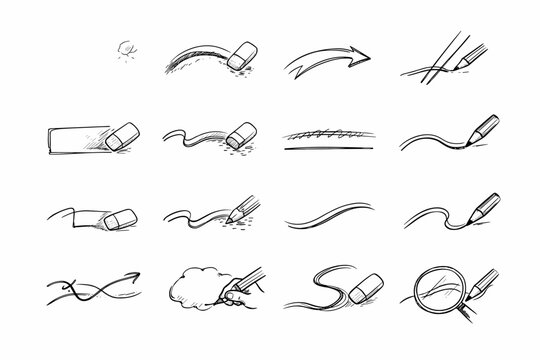 Calm delicate sketches erasure tactile correction vector edit stroke pass icon trace