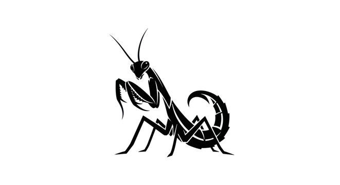 Black praying mantis silhouette illustration