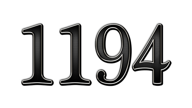black metal 3d design of number 1194  on white background.