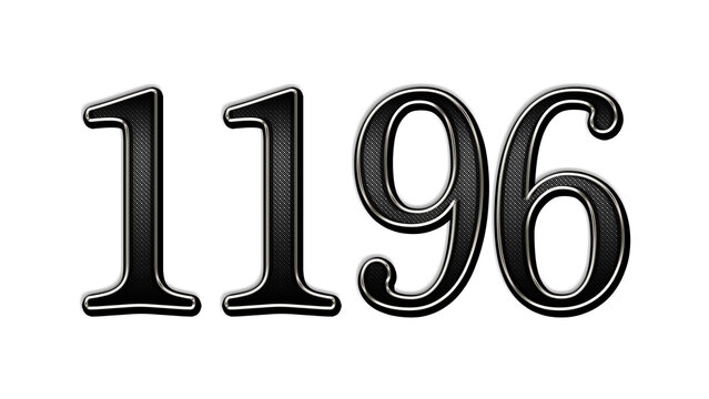 black metal 3d design of number 1196 on white background.