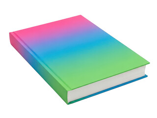A vibrant and colorful book with a rainbow gradient on its cover isolated on transparent background