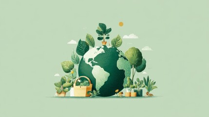 Earth day concept, minimal eco illustration
