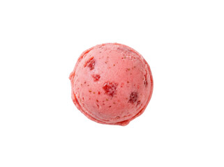 Italian strawberry gelato scoop isolated png on transparent background
