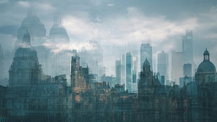 Cityscape Overlap, Old and New Buildings