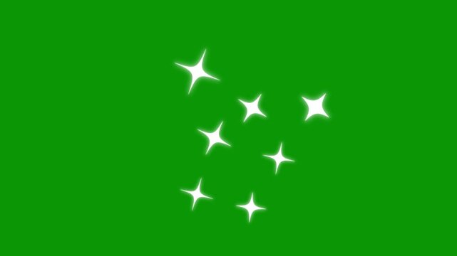 4k stars and starry night sky, doodles style stars Blinking retro vector stars and starry night sky, white cartoon, flat, vector, looping animation, Animation twinkling stars on green background.
