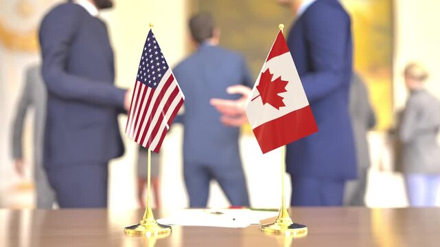 United States and Canada business and trade talks, 3D rendering