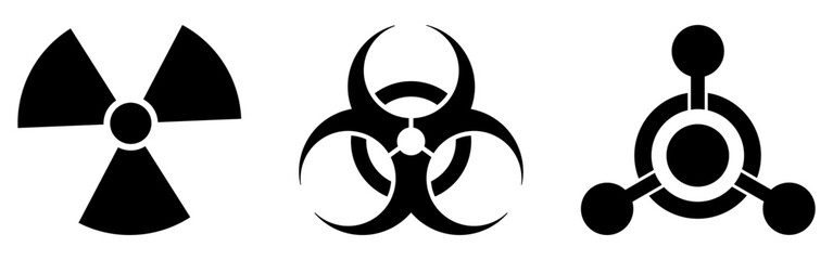 Set of radiation, biological and chemical hazard icon