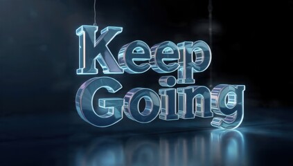 Fototapeta premium Keep Going Neon Sign on Dark Background