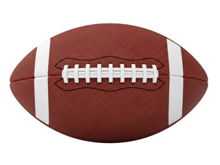 A brown football with white stripes on a white background isolated on transparent background