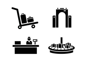 airport passenger logistics icon set