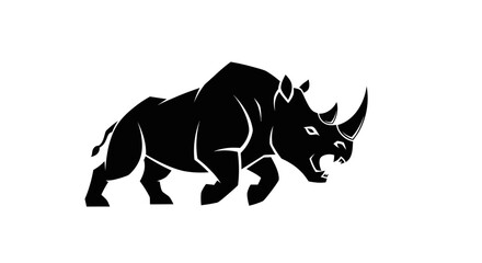Obraz premium Black rhino silhouette against white background