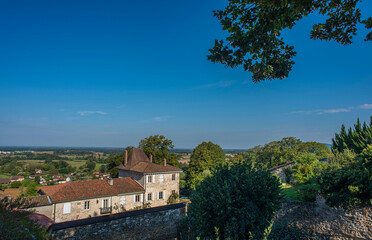 Vue panoramique sur la Bresse depuis le belv&eacute;d&egrave;re de Treffort, Ain, France