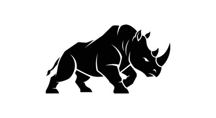 Black rhino silhouette on white background © Zaan