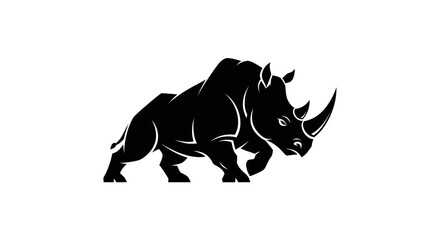 Black rhino silhouette on white background © Zaan
