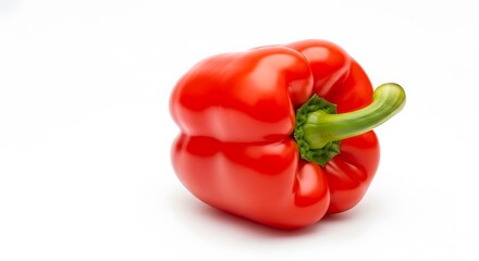 Vibrant Red Bell Pepper on White Background